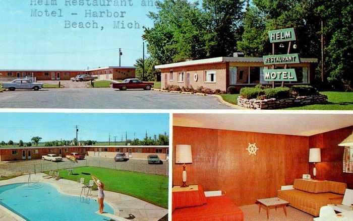 Helm Restaurant and Motel (Harbor Beach Inn) - Old Postcard (newer photo)